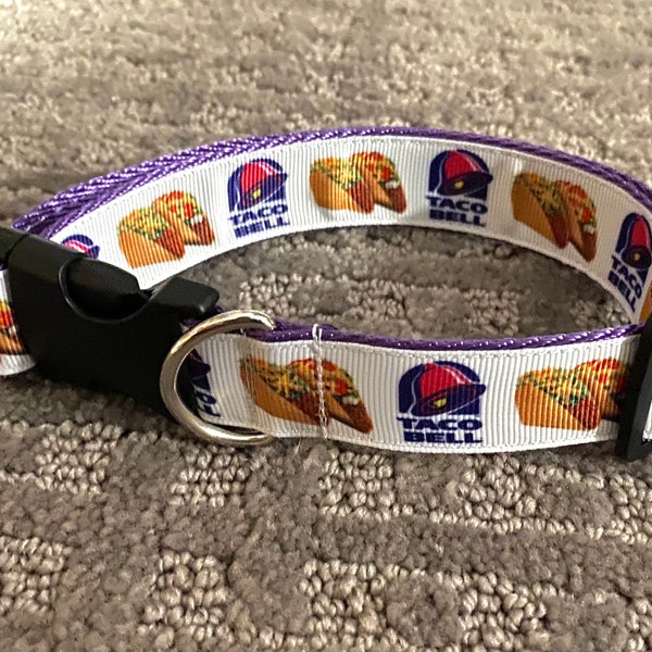 Taco inspired pet collar. taco fans need look no further for awesome swag 1” wide Machine wash adjust Length