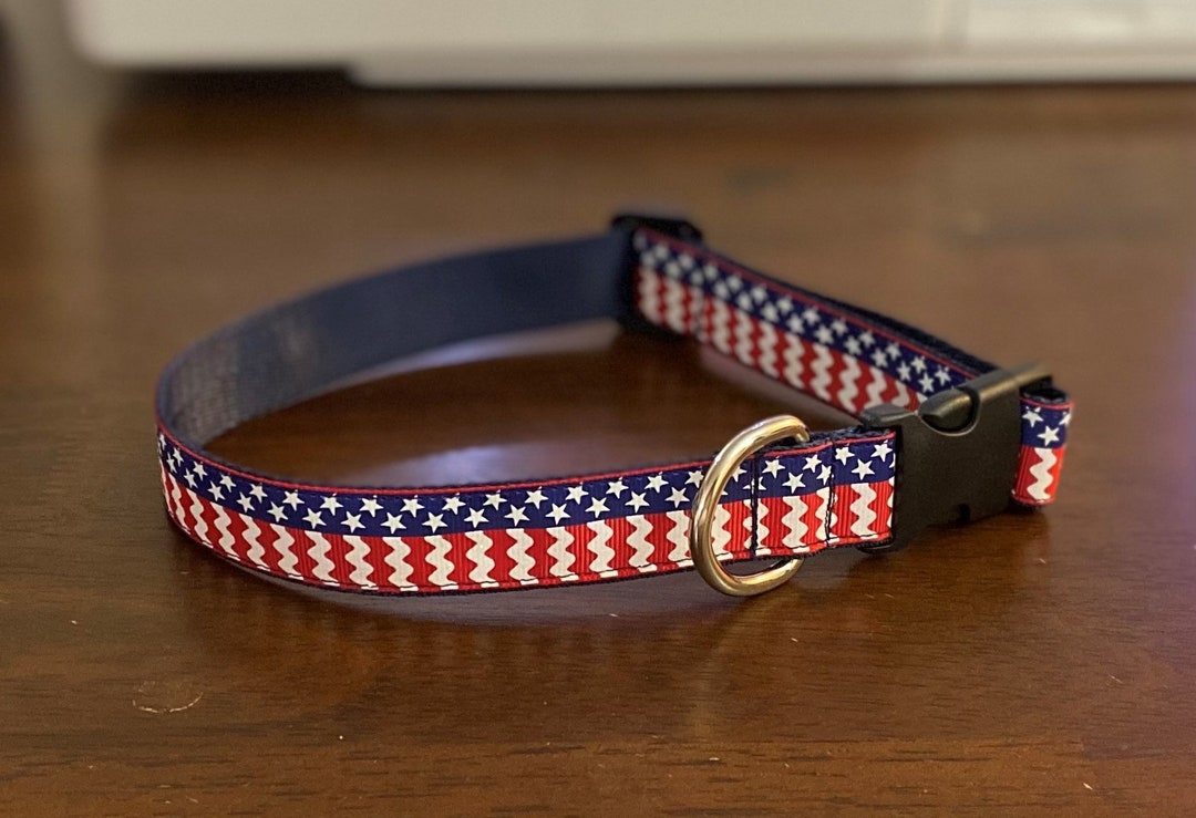 USA Patriotic Dog Collar. Red, White & Blue. Stylish, Independence Day