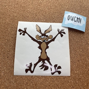 Coyote Splat, autodeuk bumpersticker, klassieke cartoon, jaren 90 kinderen, humoristische voertuigsticker