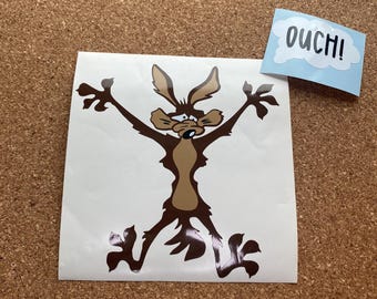 Lustiger Autoaufkleber für Dellen, Coyote-Splat-Stoßstangenaufkleber, Vinyl-Dellenabdeckung, Autoaufkleber im Wiley-Stil, LKW-Dellenabdeckung, wasserfester Vinylaufkleber