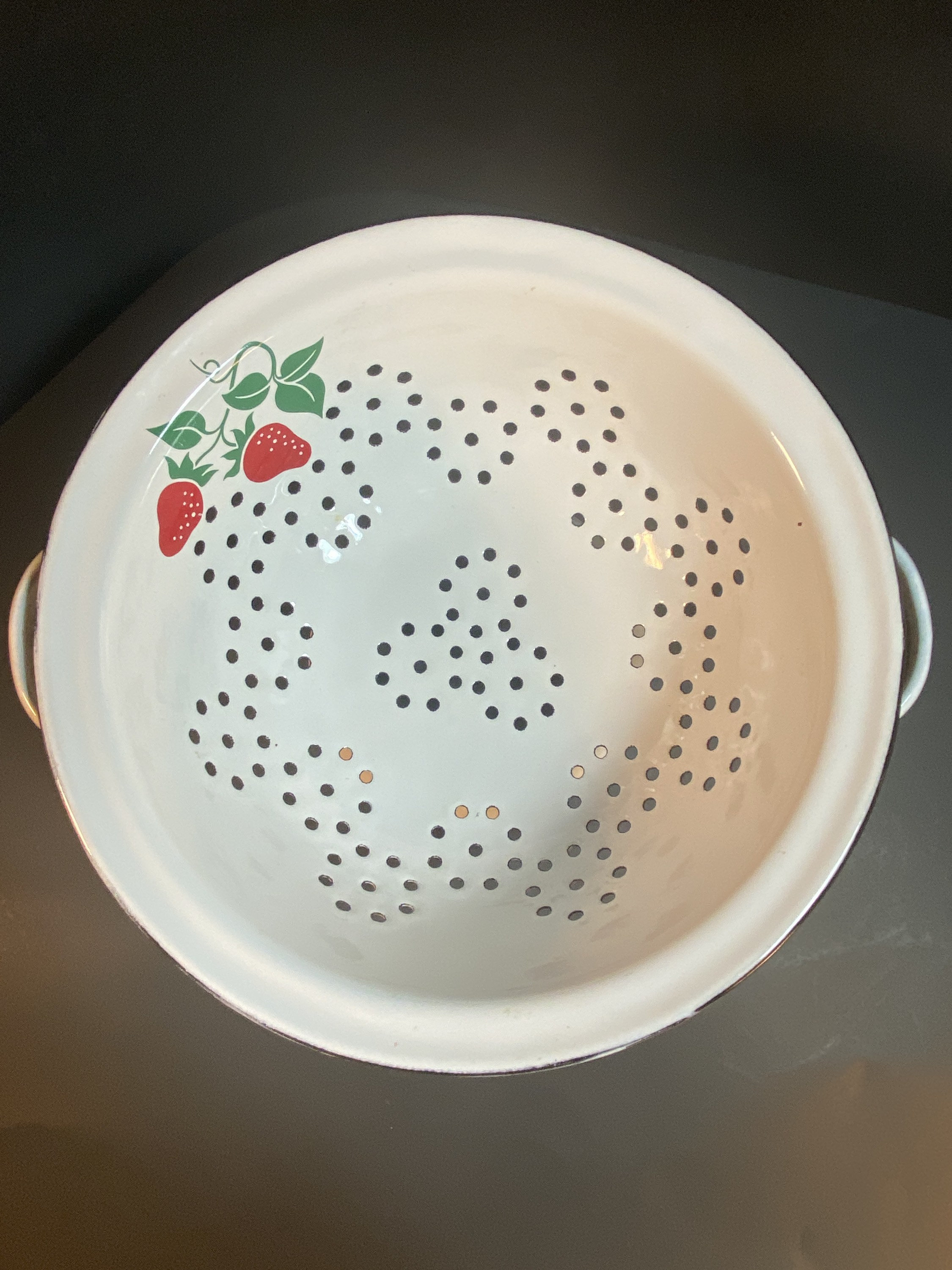 1983 Teleflora Enamel Strawberry Colander Strainer Etsy