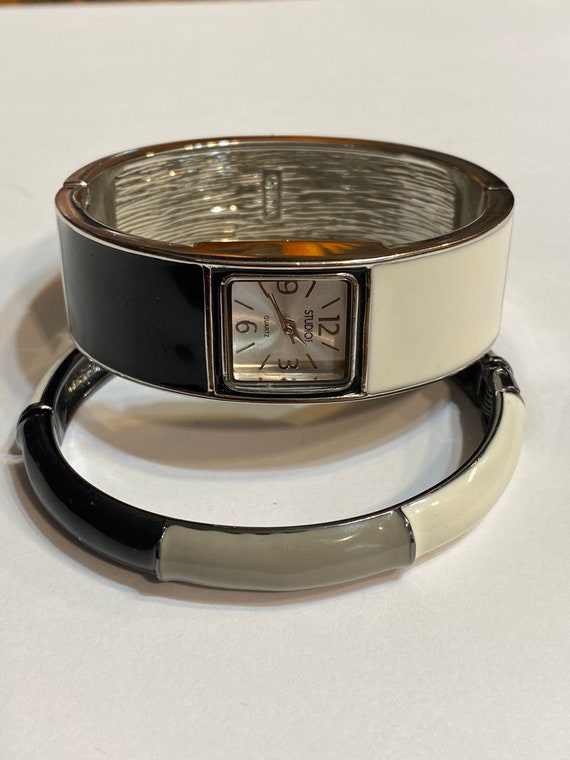 Studio Time Quartz Cuff Watch With Bracelet Etsy