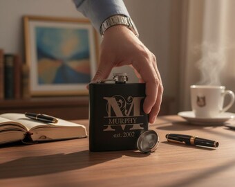 Personalized Engraved 6oz Stainless Steel Flask with Funnel