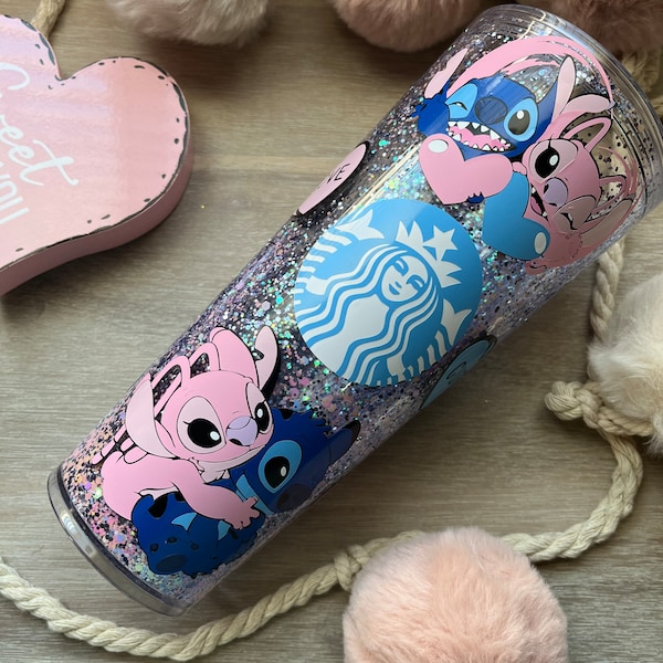 Stitch valentines snowglobe | Stitch Valentines cups | Disney Starbucks tumblers | Valentines gifts | gifts for her | stitch and angel cup