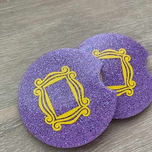 Glitzer Auto Untersetzer | Freunde Untersetzer | Autozubehör | 2er Set Auto Untersetzer | Tassenhalter Zubehör | Untersetzer aus Kunstharz | geschenke für sie