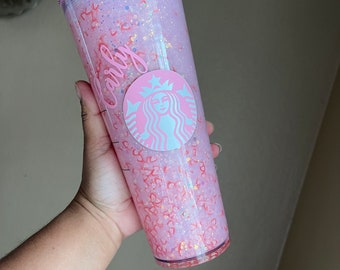 Starbucks pink drink tumbler | pink drink tumbler | pink drink glitter tumbler | Starbucks snowglobe | pink drink snowglobe | pink drink cup