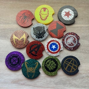 Avengers car coasters | avengers cup | avengers | set of two car coasters | cup holder accessories | resin coasters | gifts for her