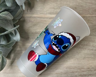 Starbucks Christmas cup | Christmas stitch cup | stitch reusable cold cup | Christmas cup | stitch cup | gifts for her | Christmas gift