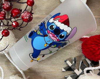 Starbucks Christmas cup | Christmas stitch cup | stitch reusable cold cup | Christmas cup | stitch cup | gifts for her | Christmas gift