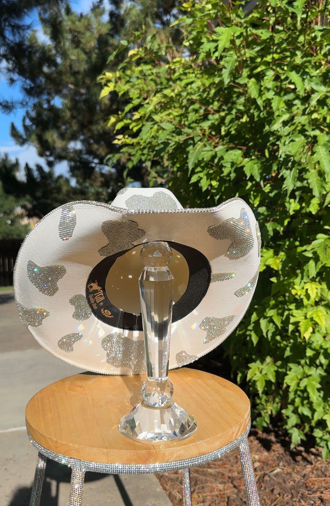 Western Cowboy Hat with Rhinestone Letters, Unisex for Weddings & Parties Keilin DIY Rhinestone Cowboy Hat Western Felt Cowgirl Hat  main image 4