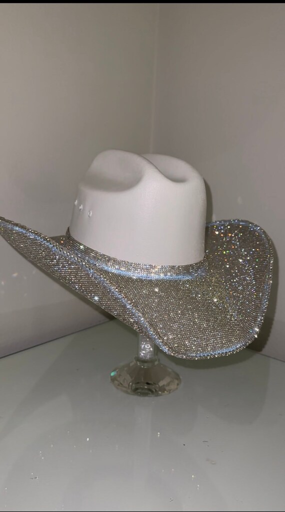 Top & Bottom Brim Rhinestone Cowgirl Hat. Western Wedding  display picture 2