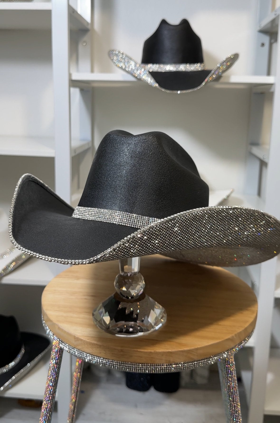 Black Cowgirl Hat With Rhinestones. Western Wedding. Country 