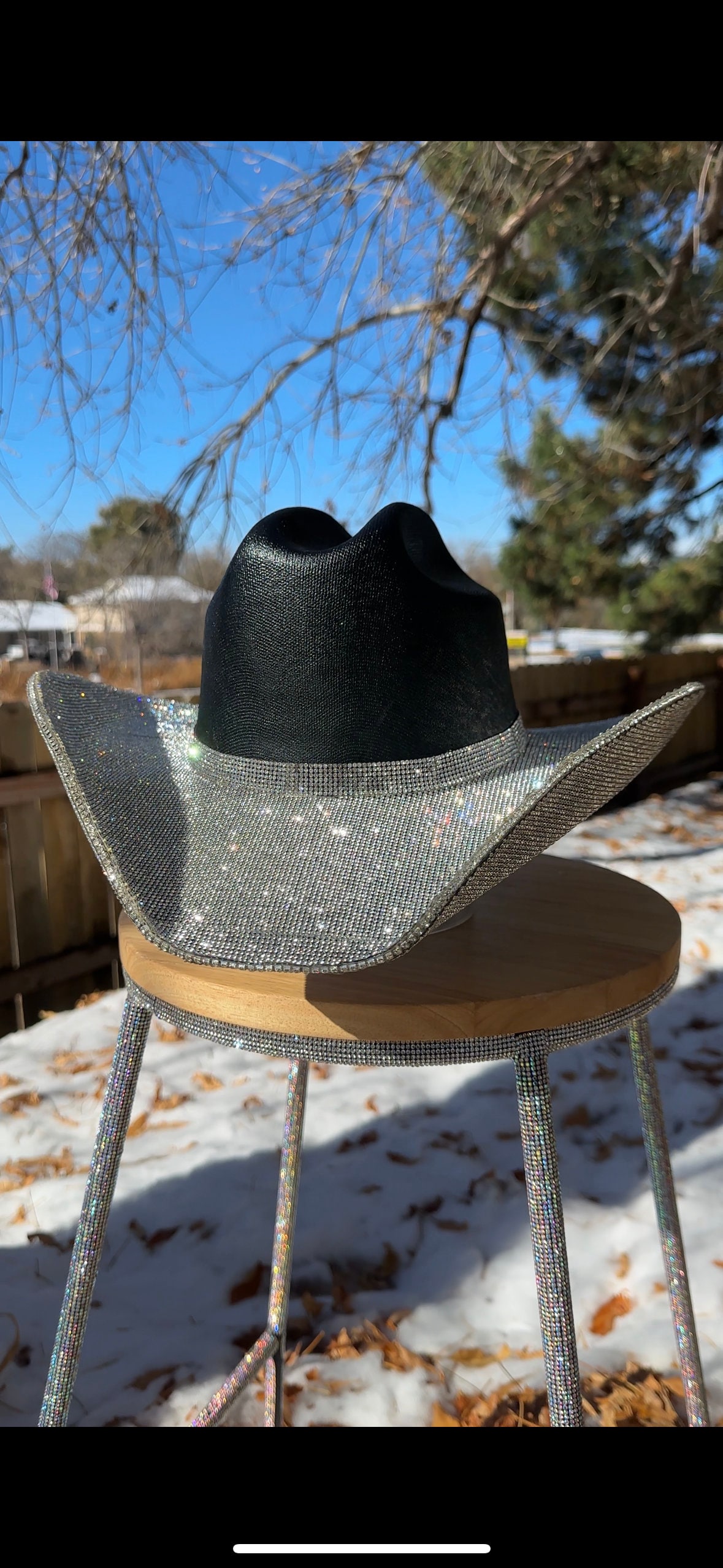 Top & Bottom Brim Rhinestone Cowgirl Hat. Western Wedding  display picture 1
