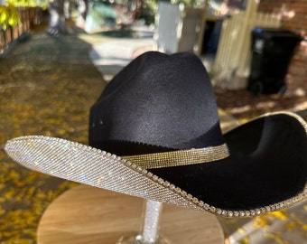 New Brown Cowboy Hat Felt w/Rhinestone Embellishments Amazon.com: UTOWO Western Sparkly Rhinestone Cowgirl Hat  main image 4