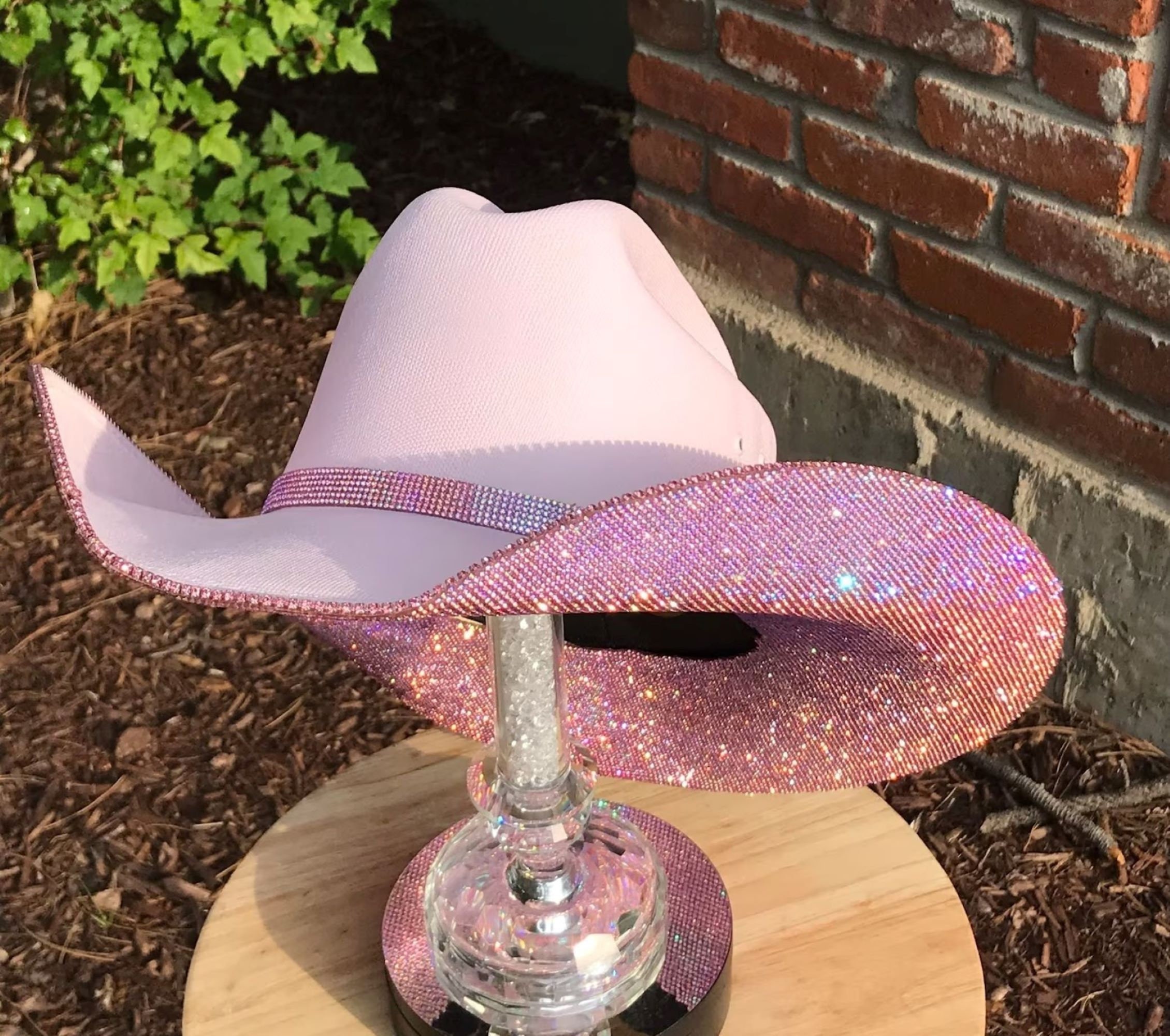 3826 Silver Rhinestone Western Cowboy Hat For Womens- Glitter Pink Cowgirl Pink Glitter Flame Cowboy Hat | Fully Custom Cowgirl Hat  main image 2