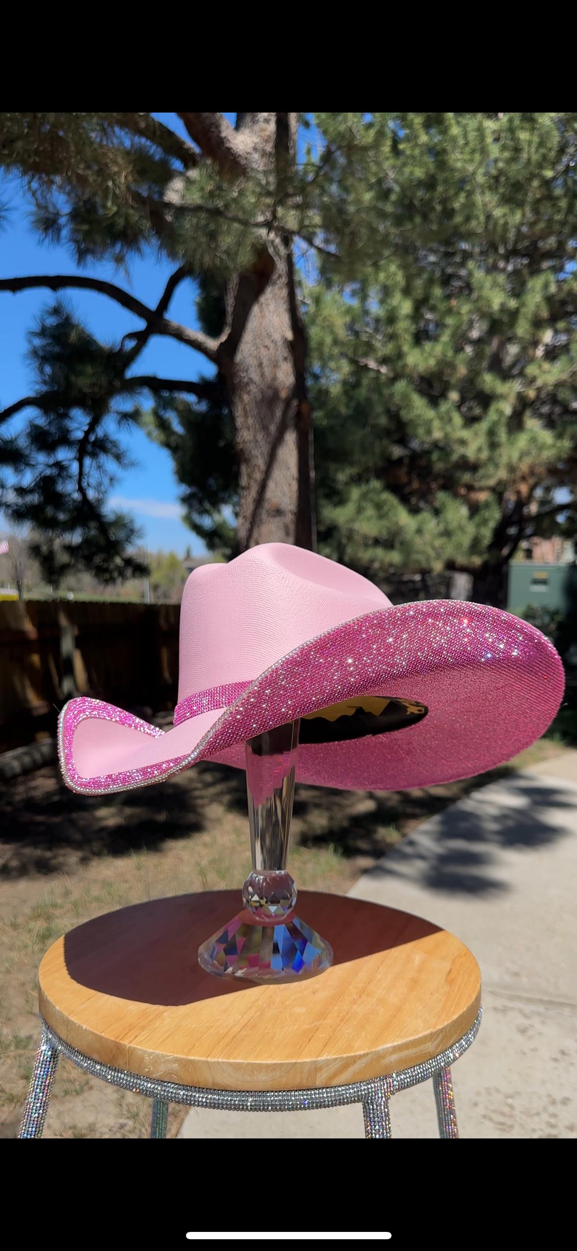 Pink Rhinestone Cowgirl Hat. Western Wedding. Country  display picture 3