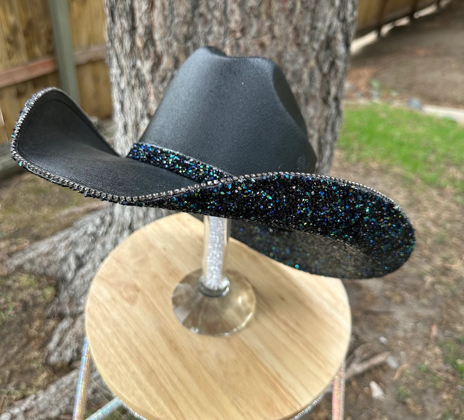 Crushed Rhinestone Cowgirl Hat. Western Wedding. Country  display picture 3