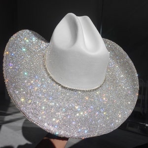 Top & Bottom Brim Rhinestone Cowgirl Hat. Western Wedding. Country Concert. Space   Costume. Bridesmaids Outfits. Bachelorette Party.