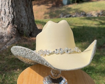 Rhinestone cowgirl hat w/Special hat band. Western wedding gift. Country concert