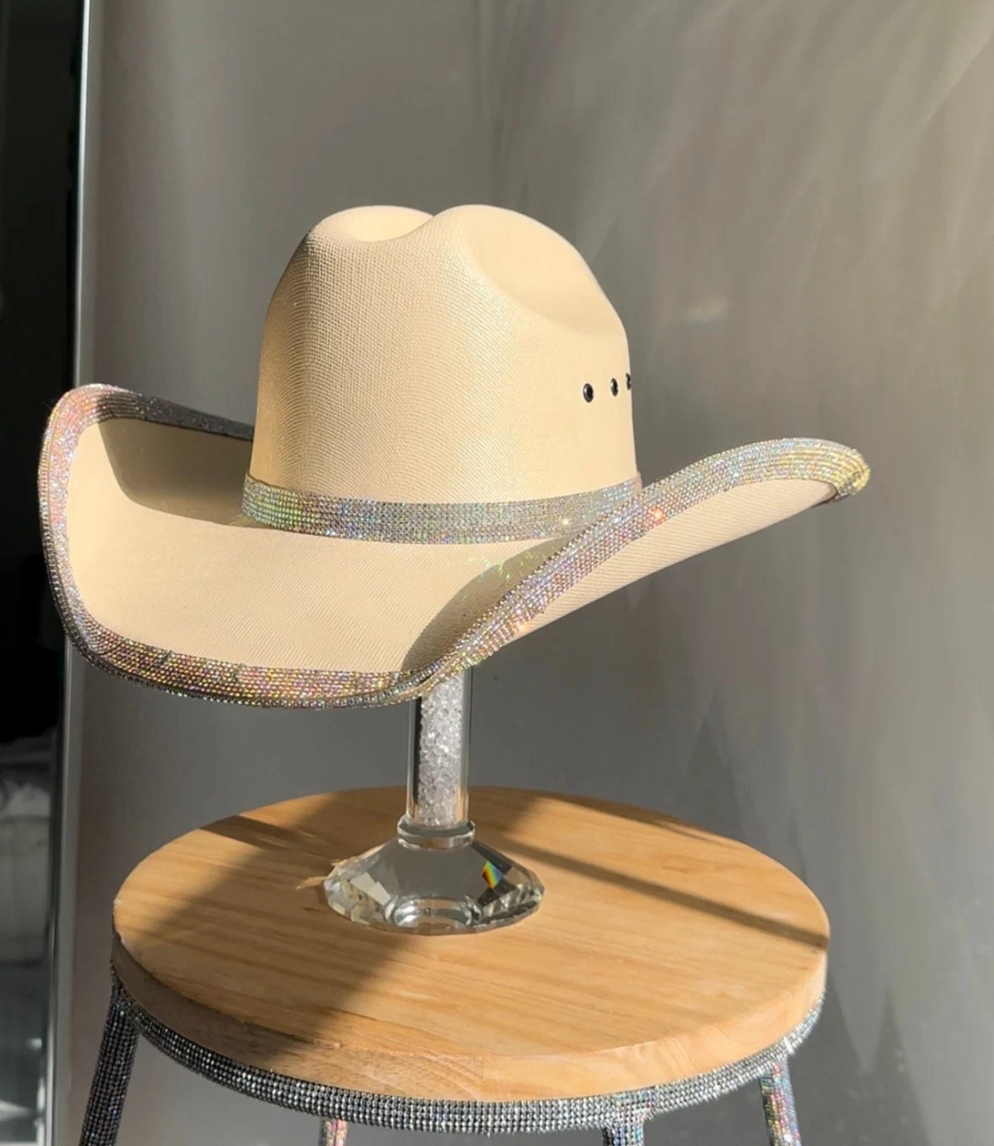 NWT Rhinestone Cowboy Hat ✨ Cream Western Glam Festival & Concert Statement Hat Beyoncee rhinestone cowgirl hat | Luxury & Fast Shipping main image 4