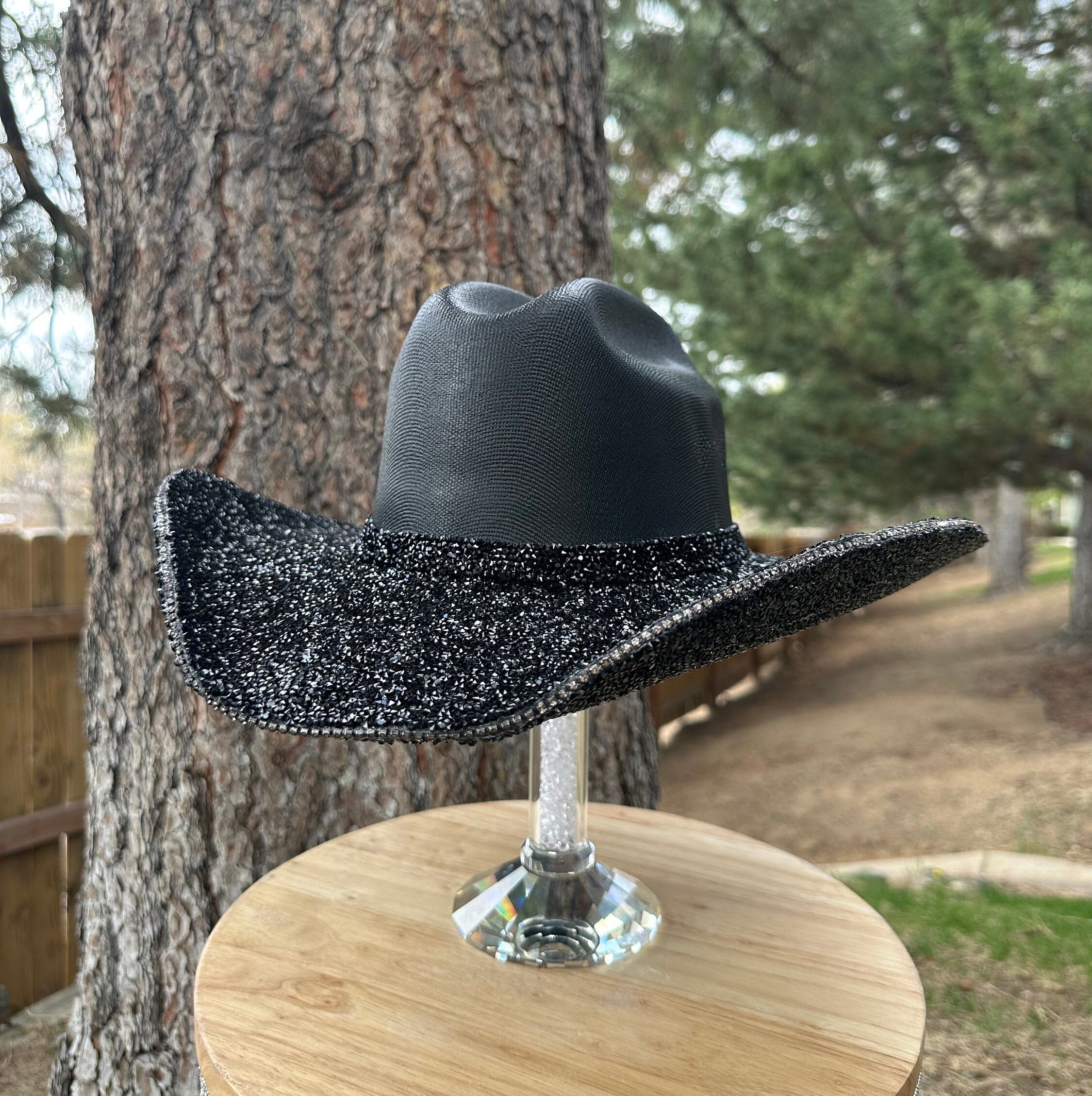 Black Rhinestone Star Cowboy Hat | Disco Cowgirl Festival Glam NWT Black Rhinestone Cowboy Hat: Bedazzled Festival Hat (size L  main image 3