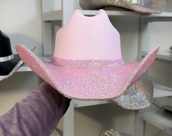 2757 Women\'s Glitter Faux Felt Cowboy Hat Set For Western Party Costume (us Gossifan Western Hats for Women Men Sparkly Cowgirl Hat Wide  main image 2