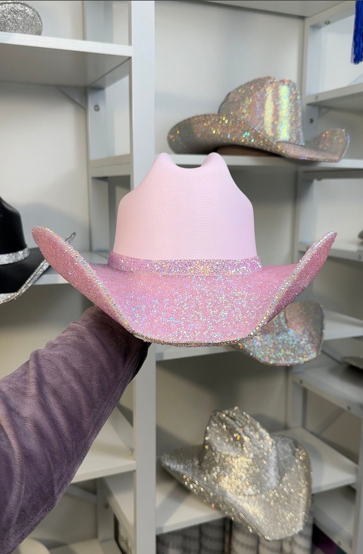 Crushed Rhinestone Cowgirl Hat. Western Wedding. Country  display picture 2