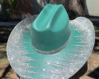 Tiger Rhinestone Cowgirl Hat. Western Wedding. Country Concert. Space   Costume. Bridesmaids Outfits. Bachelorette Party.