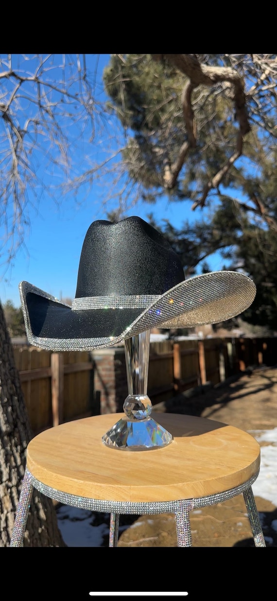 Black Cowgirl Hat With Rhinestones. Western Wedding. Country  display picture 1
