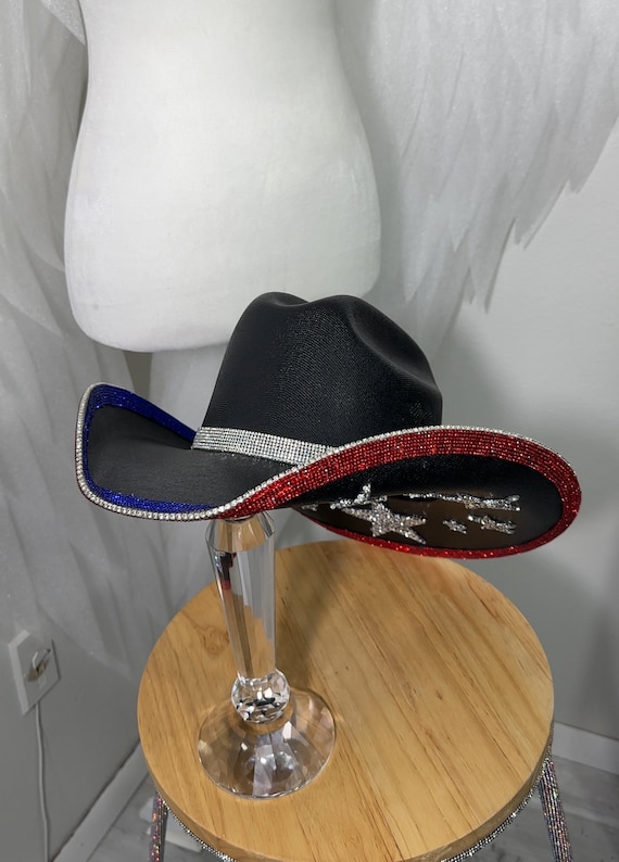Rimmed Rhinestone Cowgirl Hat. Western Wedding. Country  display picture 3