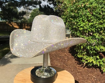 Fully Covered Rhinestone Cowgirl Hat. Western Wedding. Country Concert. Space   Costume. Bridesmaids Outfits. Bachelorette Party.