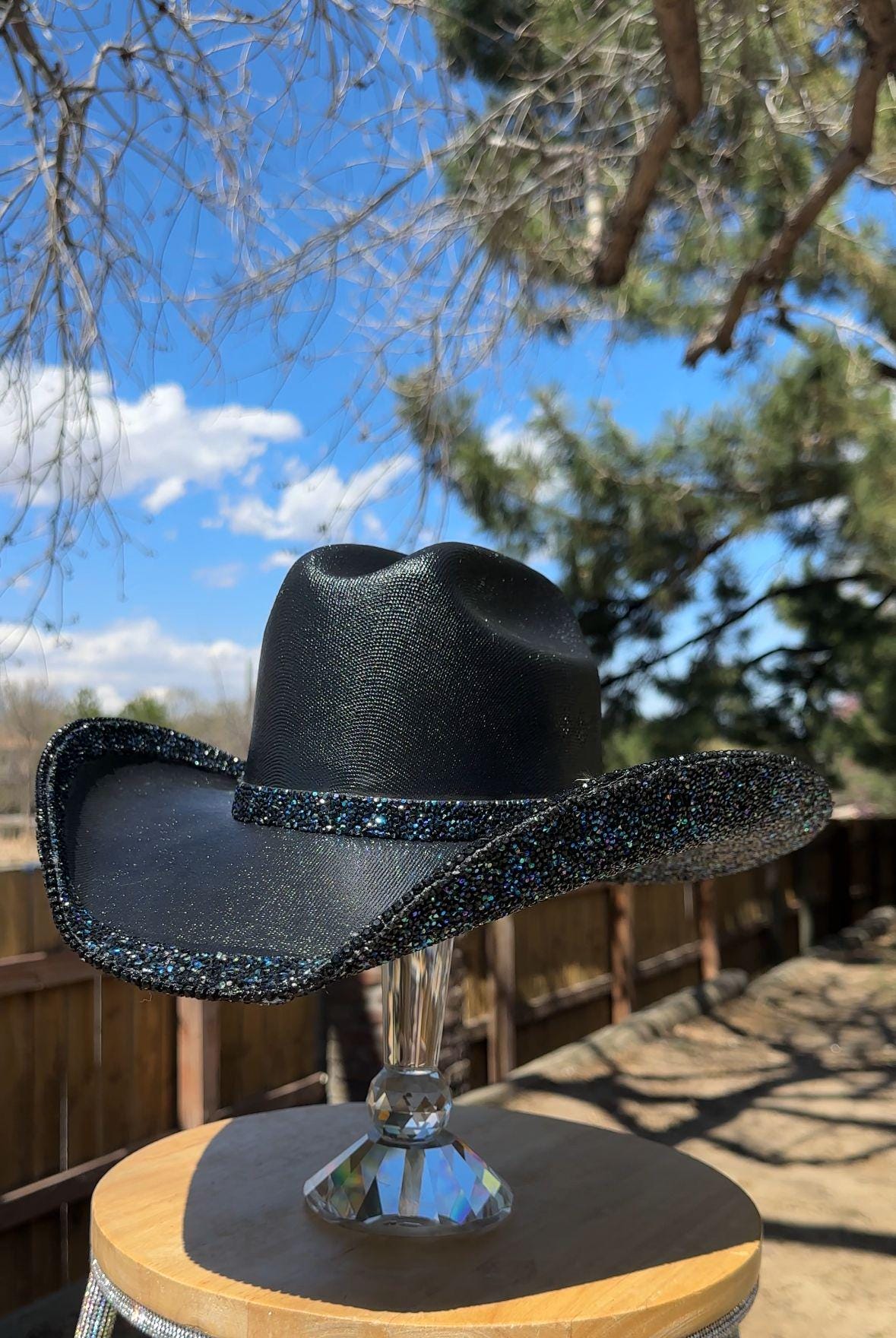 Rhinestone Cowgirl Hat. Full Sheet + Rim on Brim Edge  display picture 2