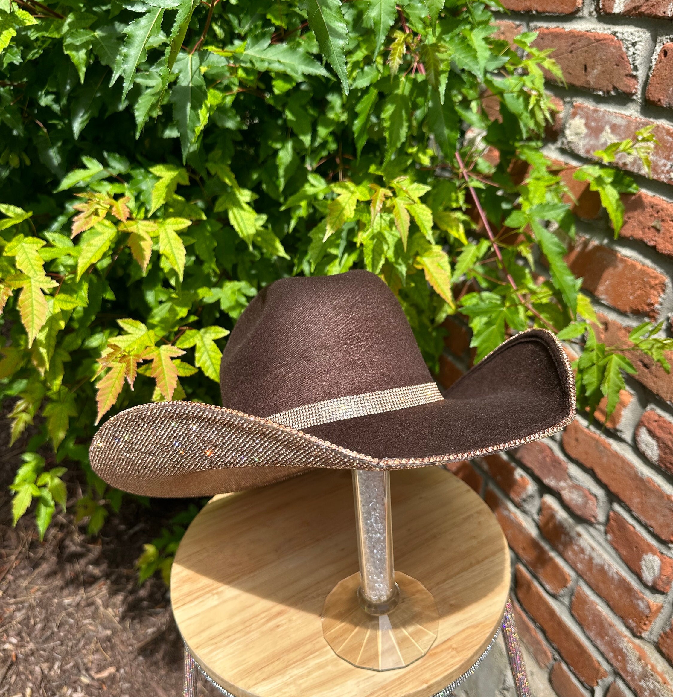 Gold Cowboy Cowgirl Hat Gorgeous Jewel Studded Black Western Rodeo Concert Party In Stock Gold Party Cowboy Hats Multi-Color Neon Design  main image 2