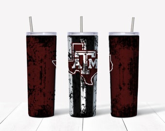 Texas A/&M tumbler college football design TGig /'em digital design printable 20oz skinny tumbler Aggie htv Aggie mom tumbler