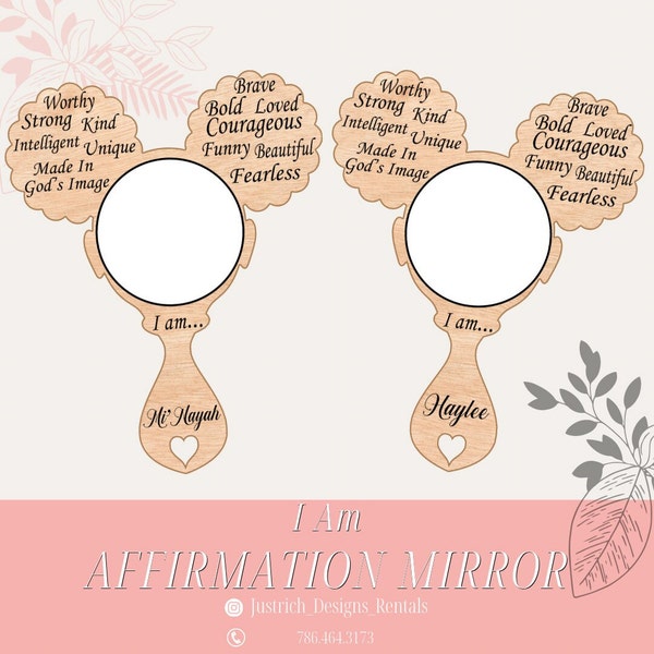 Affirmation Mirror, Inspiration Mirror, Afro Puff Mirror, Girls Affirmation Mirror, Daily Affirmations