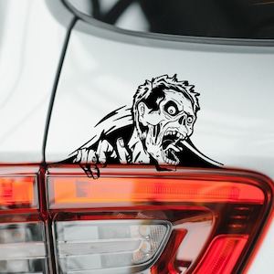 Peeking Monster Zombie Decal for Cars or Trucks, Die-Cut Vinyl Sticker, 7 inches in White or Black for Vehicle Windows, Laptops, and More!