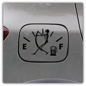 Funny Gas Tank Decal: Skeleton Fuel Gauge Sticker