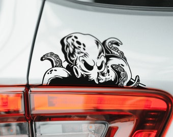Peeking Monster Octopus Vinyl Decal: Unique Car/Laptop Sticker
