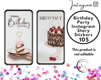 105 Birthday Instagram Story Sticker, Happy Birthday Instagram Story Stickers, Celebration IG Story Stickers, Party, Instagram Story Sticker