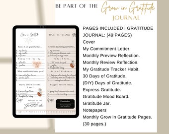 Digital Gratitude Journal, Daily Reflection Journal, 5 Minute Journal, Daily Self-Care & Reflection Planner for GoodNotes, mindfulness.