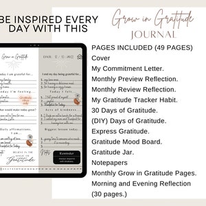 Grow in Gratitude Journal, Digital Gratitude Journal, Daily Reflection Journal, 5 Minute Journal, Gratitude Stickers, Goodnotes, Notability