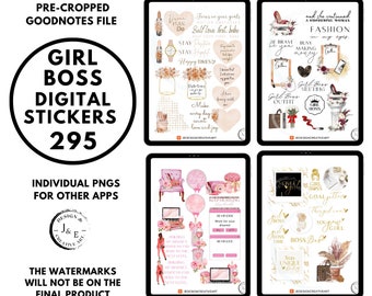 Girl Boss, Digital Planner Stickers Bundle, Goodnotes Stickers, Boss Babe Digital Stickers, Girl Boss Goodnotes Stickers, Vision Board, Love
