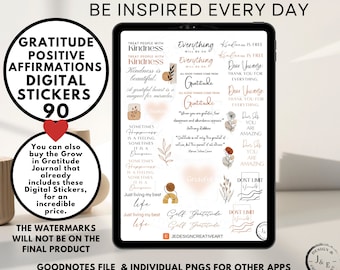 Daily Affirmation Goodnotes Stickers, Gratitude Goodnotes Stickers, Digital Planner Stickers, Motivational Digital Stickers, Positives quote