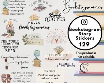 Bookstagram Story Stickers, Bookworm Instagram Sticker Pack, Bookstagrammer Story Stickers, Book Blogger, Booklover Gift, Book IG Stickers,