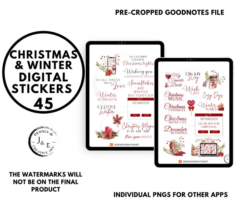 Christmas Goodnotes Stickers, Winter Digital Sticker, Christmas Theme