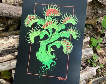 Impresión de Dionaea: Arte de Venus Atrapamoscas, ilustración de 11 x 17