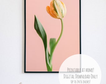 Yellow Tulip Poster: Pastel Flower Photography (Digital Download)