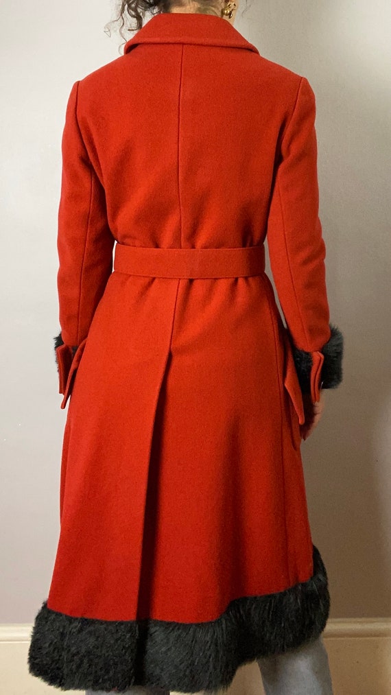 Vintage 70s, wool trench coat, belted, size small… - image 4