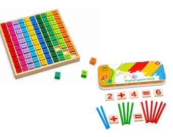 Preparation for 2nd grade: Montessori abacus with metal box + multiplication abacus