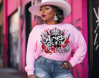 Aries Queen PNG: Zodiac T-Shirt Design (Digital Download)